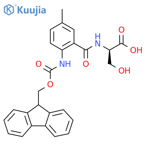 (2R)-2-{2-({(9H-fluoren-9-yl)methoxycarbonyl}amino)-5-methylphenylformamido}-3-hydroxypropanoic acid structure