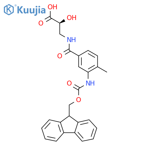 (2S)-3-{3-({(9H-fluoren-9-yl)methoxycarbonyl}amino)-4-methylphenylformamido}-2-hydroxypropanoic acid structure