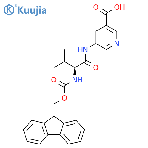 5-(2S)-2-({(9H-fluoren-9-yl)methoxycarbonyl}amino)-3-methylbutanamidopyridine-3-carboxylic acid structure
