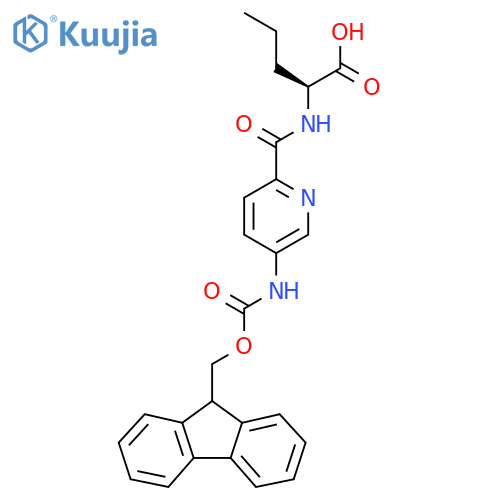 (2S)-2-{5-({(9H-fluoren-9-yl)methoxycarbonyl}amino)pyridin-2-ylformamido}pentanoic acid structure