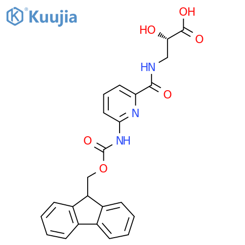 (2S)-3-{6-({(9H-fluoren-9-yl)methoxycarbonyl}amino)pyridin-2-ylformamido}-2-hydroxypropanoic acid structure