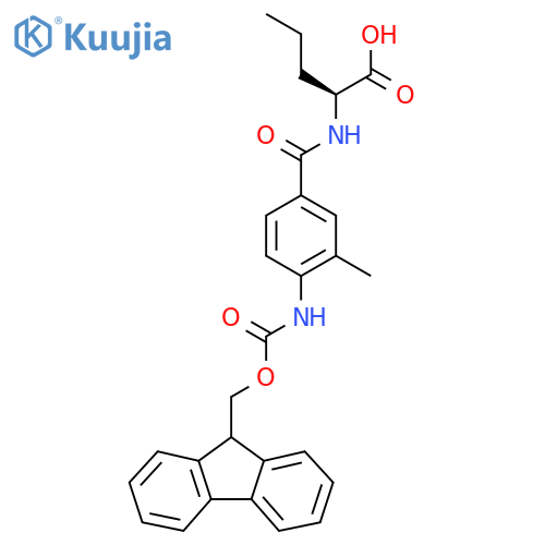 (2S)-2-{4-({(9H-fluoren-9-yl)methoxycarbonyl}amino)-3-methylphenylformamido}pentanoic acid structure