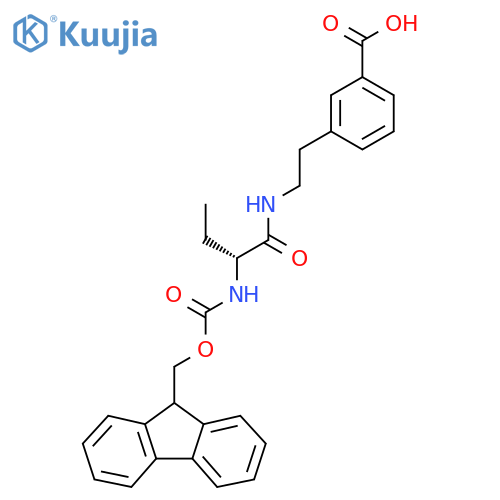3-{2-(2R)-2-({(9H-fluoren-9-yl)methoxycarbonyl}amino)butanamidoethyl}benzoic acid structure