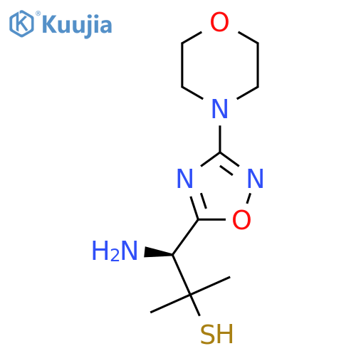 (1S)-1-amino-2-methyl-1-3-(morpholin-4-yl)-1,2,4-oxadiazol-5-ylpropane-2-thiol structure