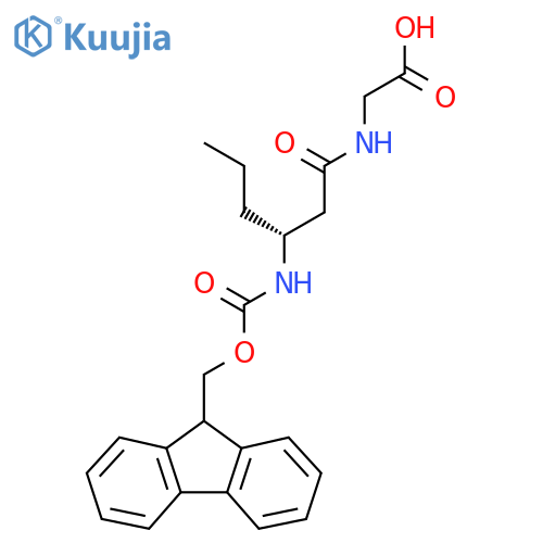 2-[(3R)-3-({[(9H-fluoren-9-yl)methoxy]carbonyl}amino)hexanamido]acetic acid structure