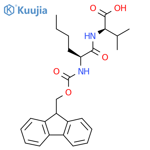(2R)-2-(2S)-2-({(9H-fluoren-9-yl)methoxycarbonyl}amino)hexanamido-3-methylbutanoic acid structure
