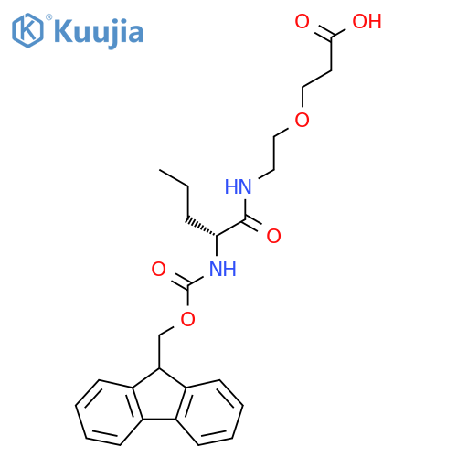 3-{2-(2R)-2-({(9H-fluoren-9-yl)methoxycarbonyl}amino)pentanamidoethoxy}propanoic acid structure