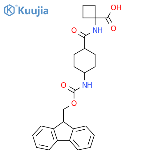 1-(1r,4r)-4-({(9H-fluoren-9-yl)methoxycarbonyl}amino)cyclohexaneamidocyclobutane-1-carboxylic acid structure