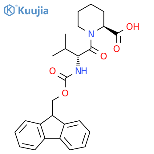 (2S)-1-(2R)-2-({(9H-fluoren-9-yl)methoxycarbonyl}amino)-3-methylbutanoylpiperidine-2-carboxylic acid structure