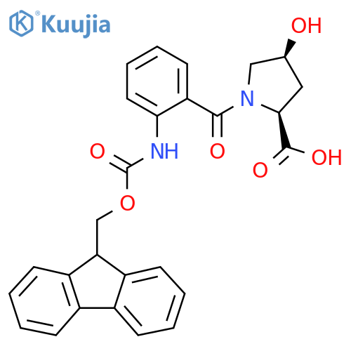 (2S,4S)-1-2-({(9H-fluoren-9-yl)methoxycarbonyl}amino)benzoyl-4-hydroxypyrrolidine-2-carboxylic acid structure