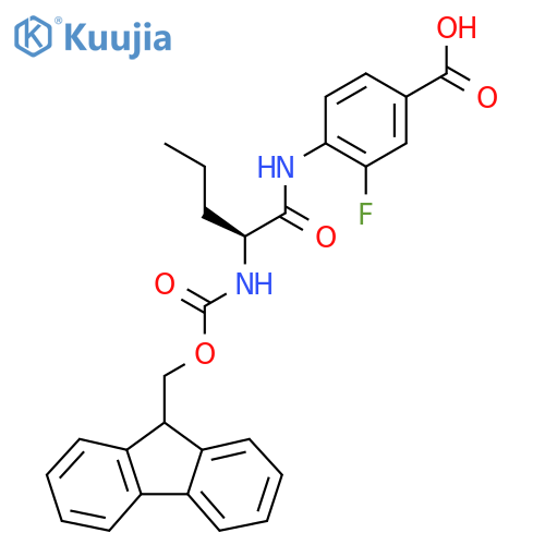 4-(2S)-2-({(9H-fluoren-9-yl)methoxycarbonyl}amino)pentanamido-3-fluorobenzoic acid structure