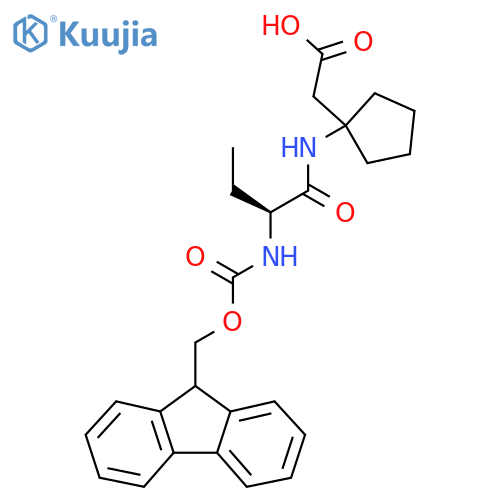 2-{1-(2S)-2-({(9H-fluoren-9-yl)methoxycarbonyl}amino)butanamidocyclopentyl}acetic acid structure