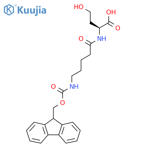 (2S)-2-5-({(9H-fluoren-9-yl)methoxycarbonyl}amino)pentanamido-4-hydroxybutanoic acid structure