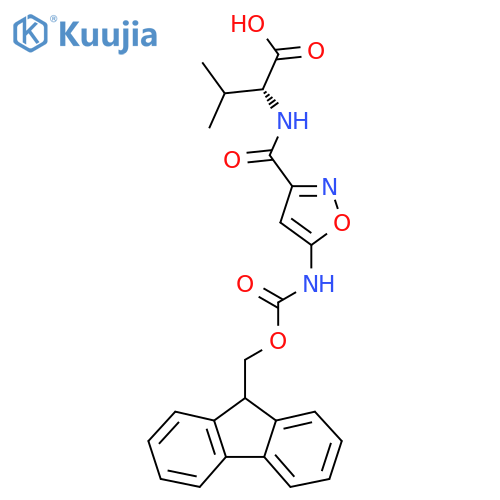 (2R)-2-{5-({(9H-fluoren-9-yl)methoxycarbonyl}amino)-1,2-oxazol-3-ylformamido}-3-methylbutanoic acid structure
