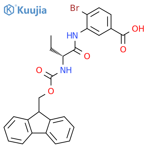 4-bromo-3-(2R)-2-({(9H-fluoren-9-yl)methoxycarbonyl}amino)butanamidobenzoic acid structure