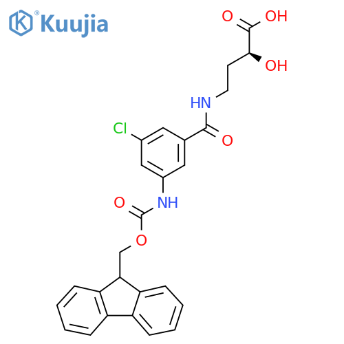 (2S)-4-{3-chloro-5-({(9H-fluoren-9-yl)methoxycarbonyl}amino)phenylformamido}-2-hydroxybutanoic acid structure