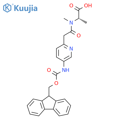 (2S)-2-{2-5-({(9H-fluoren-9-yl)methoxycarbonyl}amino)pyridin-2-yl-N-methylacetamido}propanoic acid structure