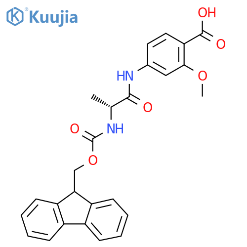 4-(2R)-2-({(9H-fluoren-9-yl)methoxycarbonyl}amino)propanamido-2-methoxybenzoic acid structure