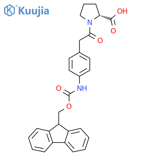 (2R)-1-{2-4-({(9H-fluoren-9-yl)methoxycarbonyl}amino)phenylacetyl}pyrrolidine-2-carboxylic acid structure