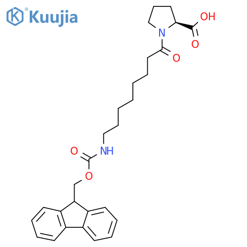 (2S)-1-8-({(9H-fluoren-9-yl)methoxycarbonyl}amino)octanoylpyrrolidine-2-carboxylic acid structure