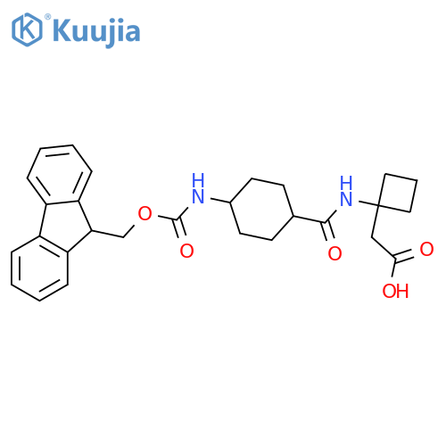2-{1-(1r,4r)-4-({(9H-fluoren-9-yl)methoxycarbonyl}amino)cyclohexaneamidocyclobutyl}acetic acid structure
