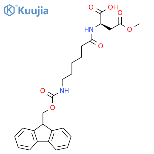 (2R)-2-6-({(9H-fluoren-9-yl)methoxycarbonyl}amino)hexanamido-4-methoxy-4-oxobutanoic acid structure