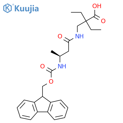 2-ethyl-2-{(3S)-3-({(9H-fluoren-9-yl)methoxycarbonyl}amino)butanamidomethyl}butanoic acid structure