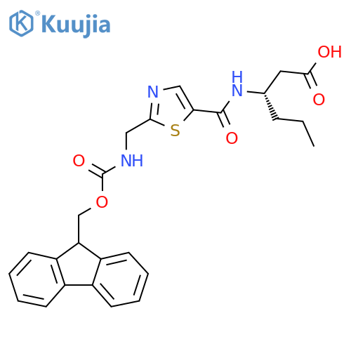 (3S)-3-({2-({(9H-fluoren-9-yl)methoxycarbonyl}amino)methyl-1,3-thiazol-5-yl}formamido)hexanoic acid structure