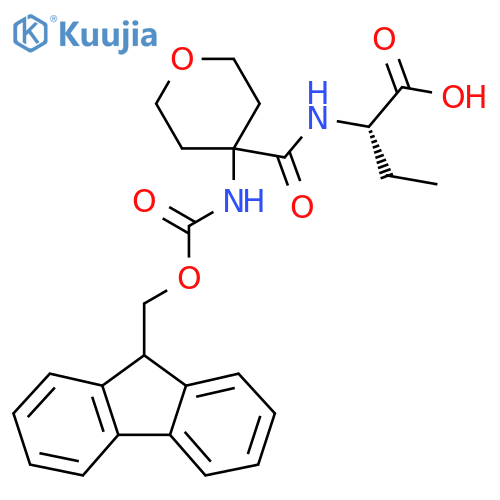 (2S)-2-{4-({(9H-fluoren-9-yl)methoxycarbonyl}amino)oxan-4-ylformamido}butanoic acid structure