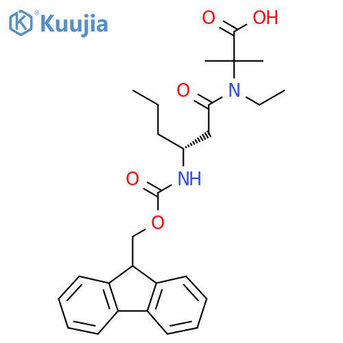 2-(3R)-N-ethyl-3-({(9H-fluoren-9-yl)methoxycarbonyl}amino)hexanamido-2-methylpropanoic acid structure