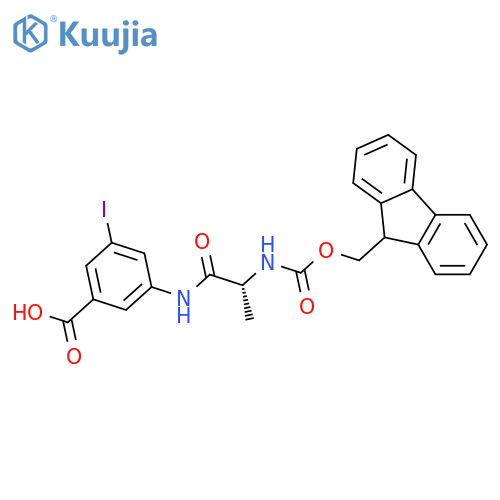 3-(2R)-2-({(9H-fluoren-9-yl)methoxycarbonyl}amino)propanamido-5-iodobenzoic acid structure