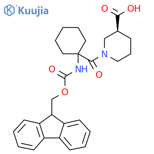 (3S)-1-1-({(9H-fluoren-9-yl)methoxycarbonyl}amino)cyclohexanecarbonylpiperidine-3-carboxylic acid structure