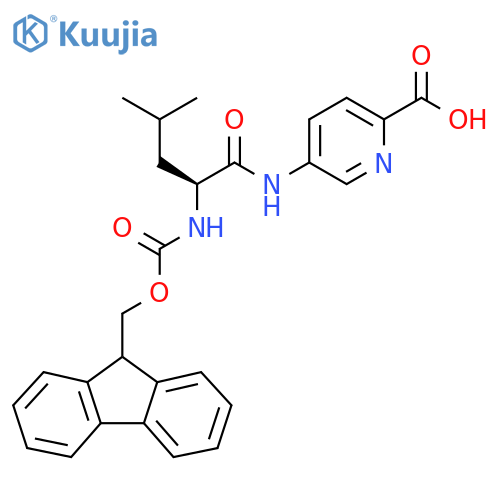 5-(2S)-2-({(9H-fluoren-9-yl)methoxycarbonyl}amino)-4-methylpentanamidopyridine-2-carboxylic acid structure