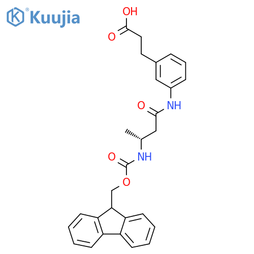 3-{3-(3R)-3-({(9H-fluoren-9-yl)methoxycarbonyl}amino)butanamidophenyl}propanoic acid structure