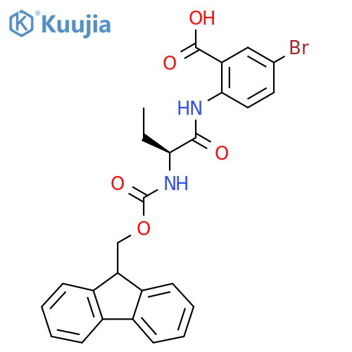 5-bromo-2-(2S)-2-({(9H-fluoren-9-yl)methoxycarbonyl}amino)butanamidobenzoic acid structure