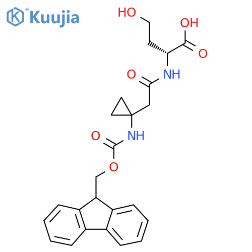 (2R)-2-{2-1-({(9H-fluoren-9-yl)methoxycarbonyl}amino)cyclopropylacetamido}-4-hydroxybutanoic acid structure