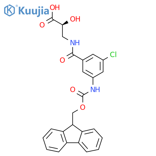 (2S)-3-{3-chloro-5-({(9H-fluoren-9-yl)methoxycarbonyl}amino)phenylformamido}-2-hydroxypropanoic acid structure