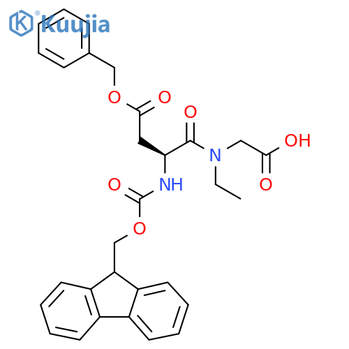 2-(2S)-3-(benzyl carboxy)-N-ethyl-2-({(9H-fluoren-9-yl)methoxycarbonyl}amino)propanamidoacetic acid structure