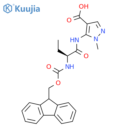 5-(2S)-2-({(9H-fluoren-9-yl)methoxycarbonyl}amino)butanamido-1-methyl-1H-pyrazole-4-carboxylic acid structure