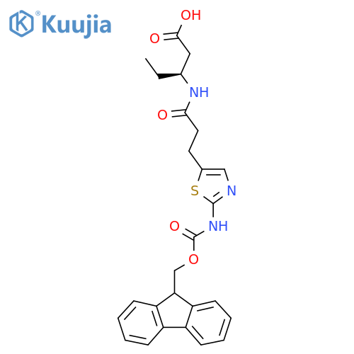 (3S)-3-{3-2-({(9H-fluoren-9-yl)methoxycarbonyl}amino)-1,3-thiazol-5-ylpropanamido}pentanoic acid structure