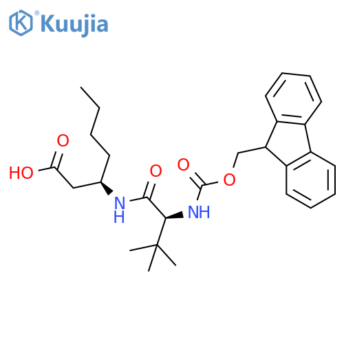 (3R)-3-(2S)-2-({(9H-fluoren-9-yl)methoxycarbonyl}amino)-3,3-dimethylbutanamidoheptanoic acid structure