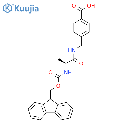 4-{(2S)-2-({(9H-fluoren-9-yl)methoxycarbonyl}amino)propanamidomethyl}benzoic acid structure