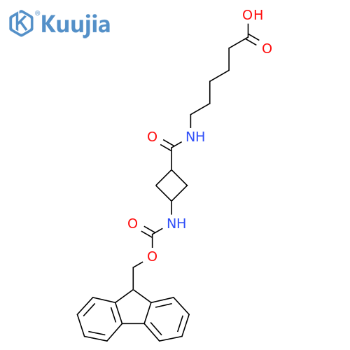 6-{(1s,3s)-3-({(9H-fluoren-9-yl)methoxycarbonyl}amino)cyclobutylformamido}hexanoic acid structure