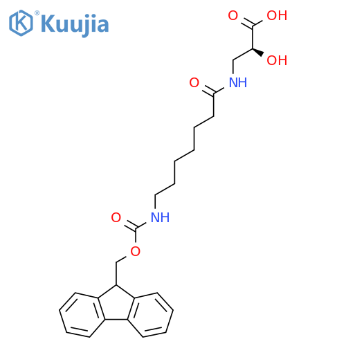 (2S)-3-7-({(9H-fluoren-9-yl)methoxycarbonyl}amino)heptanamido-2-hydroxypropanoic acid structure