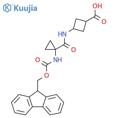 (1s,3s)-3-1-({(9H-fluoren-9-yl)methoxycarbonyl}amino)cyclopropaneamidocyclobutane-1-carboxylic acid structure
