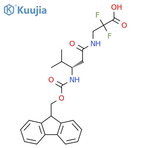 3-(3S)-3-({(9H-fluoren-9-yl)methoxycarbonyl}amino)-4-methylpentanamido-2,2-difluoropropanoic acid structure