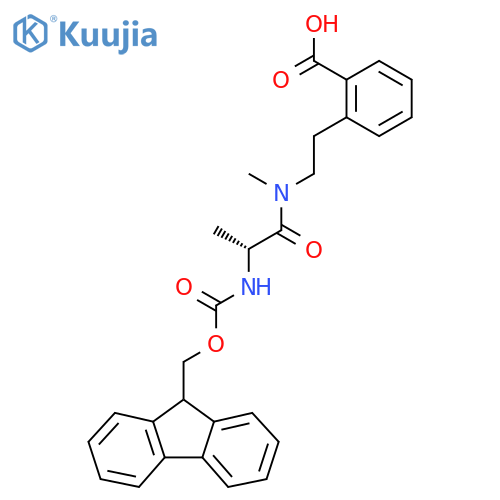 2-{2-(2R)-2-({(9H-fluoren-9-yl)methoxycarbonyl}amino)-N-methylpropanamidoethyl}benzoic acid structure