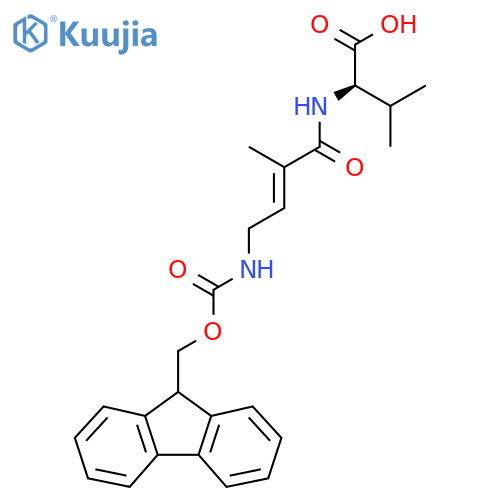 (2R)-2-4-({(9H-fluoren-9-yl)methoxycarbonyl}amino)-2-methylbut-2-enamido-3-methylbutanoic acid structure