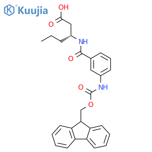 (3R)-3-{3-({(9H-fluoren-9-yl)methoxycarbonyl}amino)phenylformamido}hexanoic acid structure