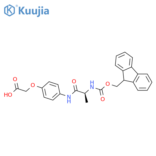 2-{4-(2S)-2-({(9H-fluoren-9-yl)methoxycarbonyl}amino)propanamidophenoxy}acetic acid structure